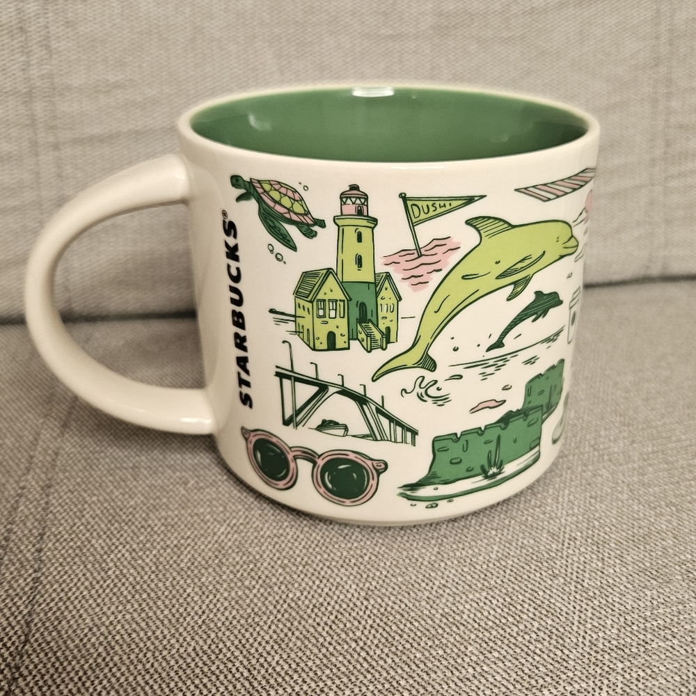 Curaçao Starbucks Been There Souvenir Ceramic Mug - Green Interior - Picture 2 of 4